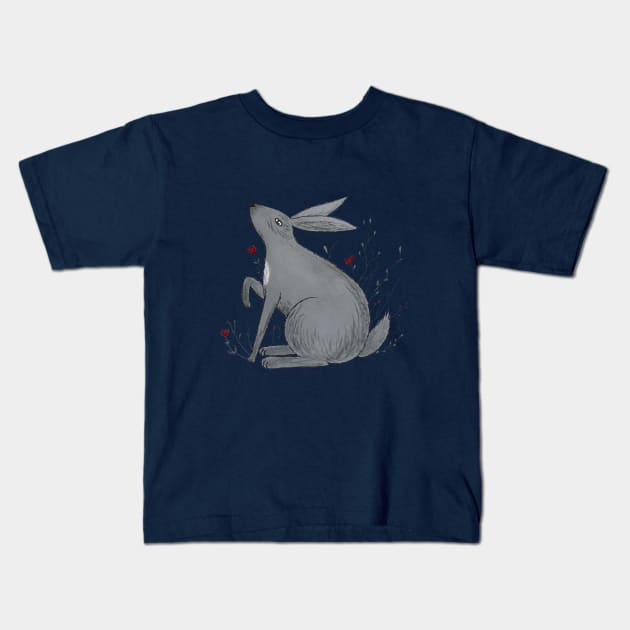 Grey Hare Kids T-Shirt by LittleInkings